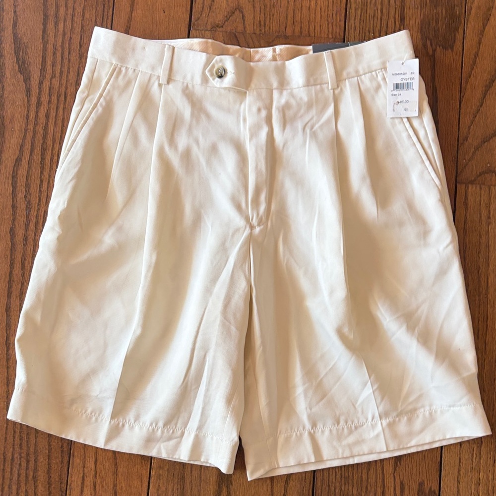 Folio New York Cream Flat Front Men's Shorts Size 34